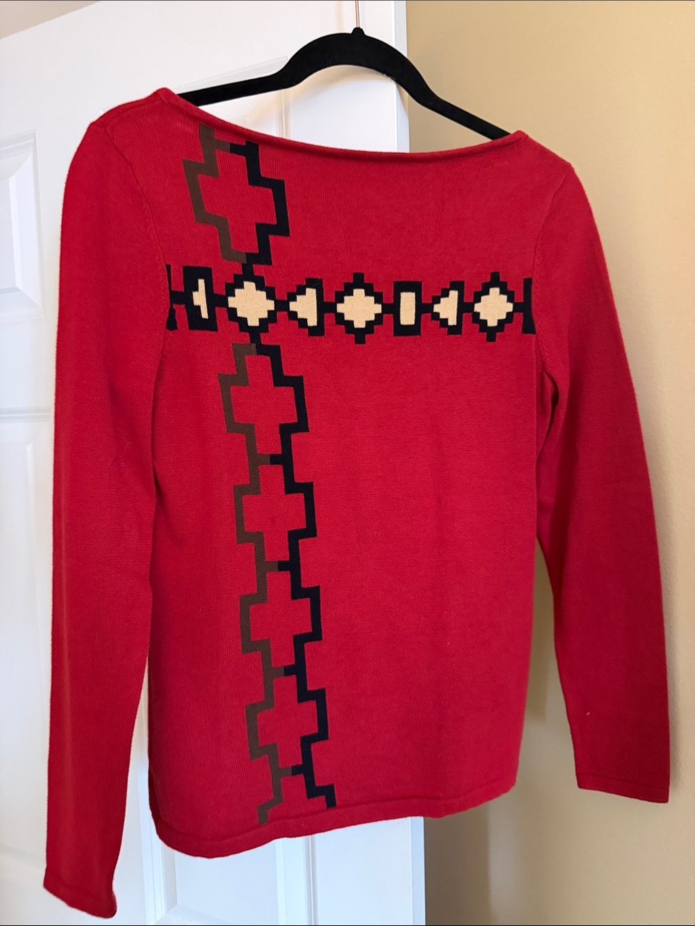 Lauren Ralph Lauren Red Geometric Sweater